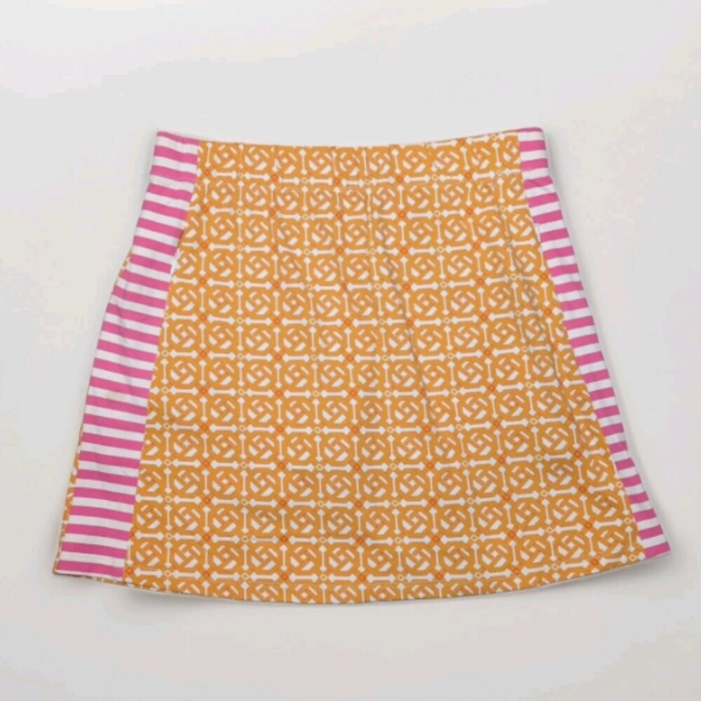 J McLaughlin Skort Skirt Womens Small Orange Pink Catalina Cloth Geometric Print